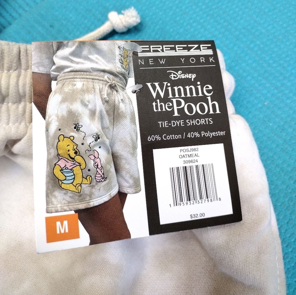 NWT Disney Womens Winnie The Pooh Piglet Embroidered Tie Dye Shorts Size M - Picture 5 of 8